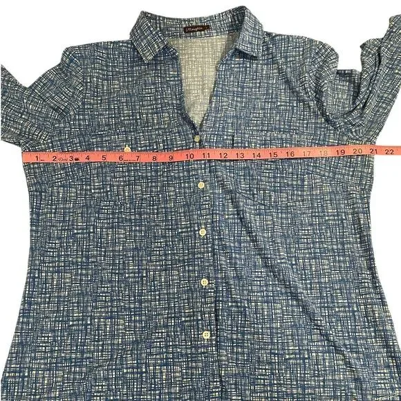 J. McLaughlin Catalina Cloth Button Front Top Blue Large Casual Classic Career - Picture 5 of 8